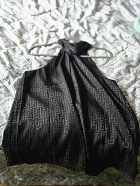 Express Black Sleeveless Top with Halter Detail